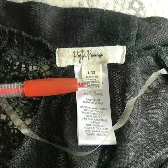 Peyton Primrose Cardigan  Longline Open Front Sheer Laced Black - Picture 6 of 9